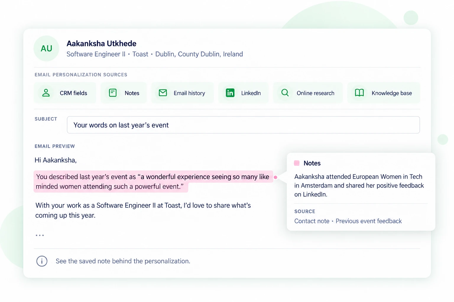contact notes